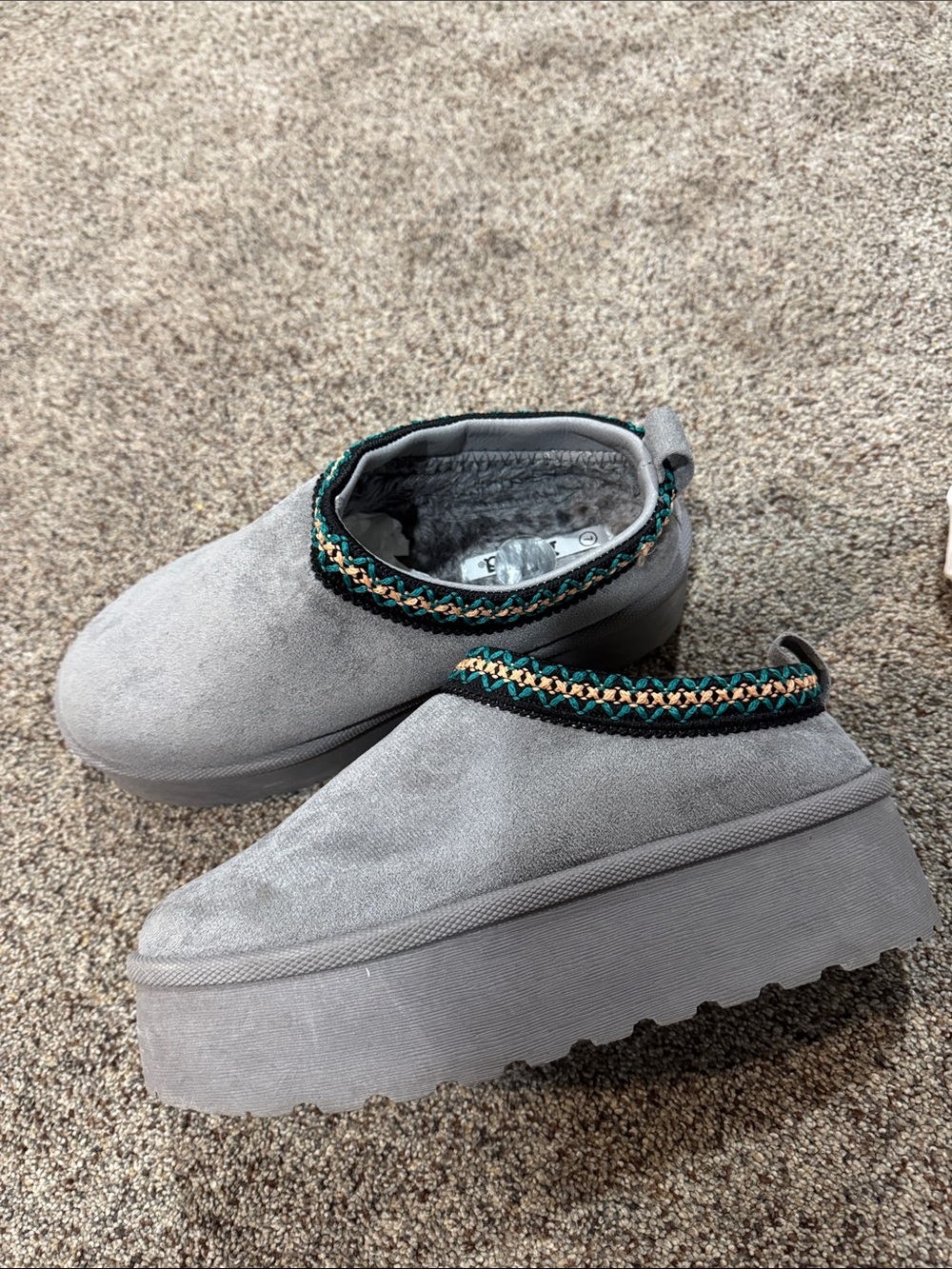 Gray Platform Slip-On Womens Shoes with Trim